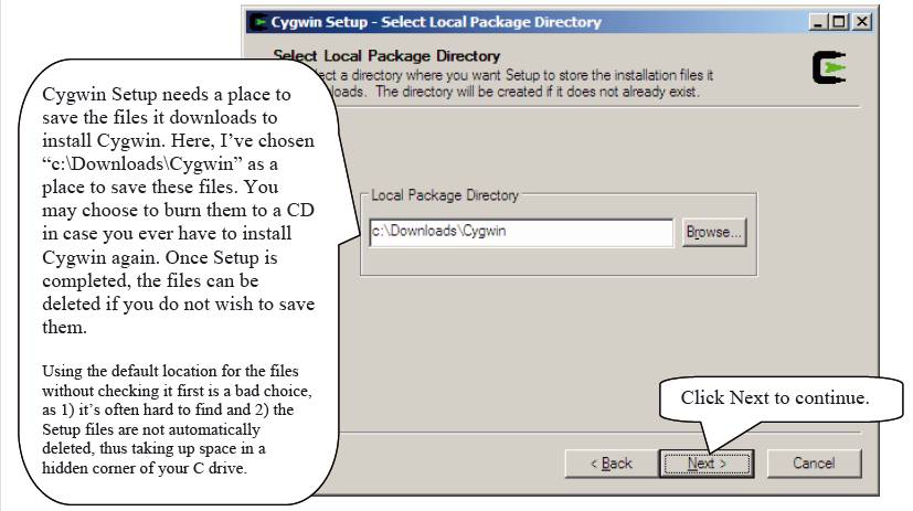 What does mean «Local Package Directory» for a Cygwin installation? 
