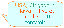 USA, Singapour, Hawa� � fixe et mobiles = 0 cent/min