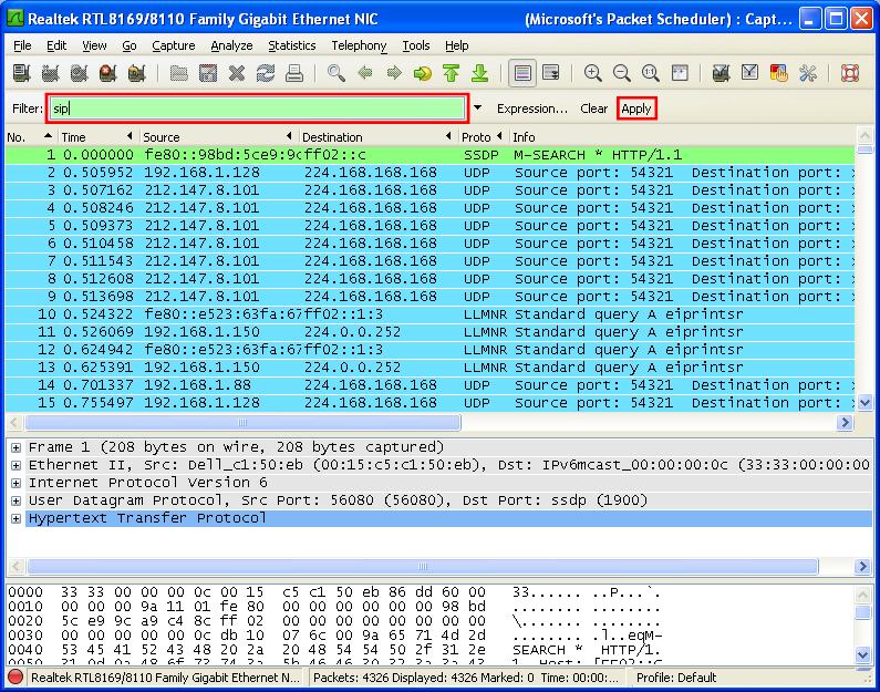 packet sniffing using wireshark