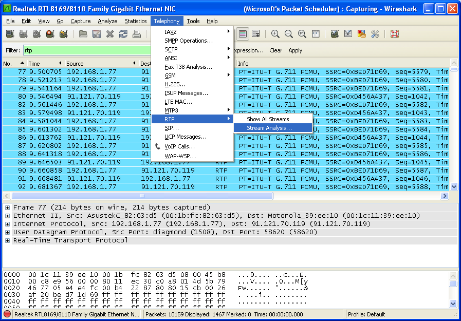 compare two wireshark captures
